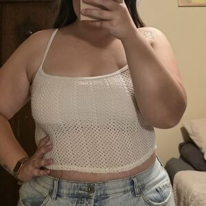 Aerie Size XXL White Crochet Longline Bikini Top